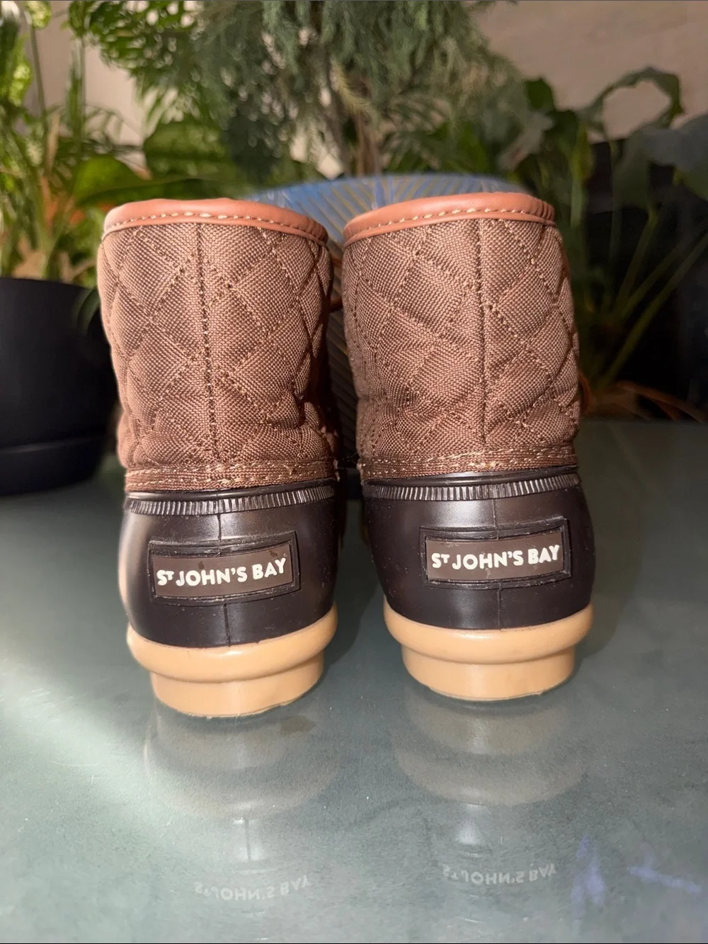 St. John’s Bay Women’s Quilted Duck Boot in Brown and Tan